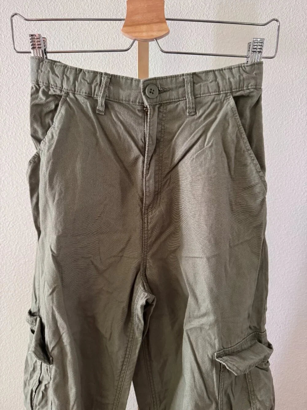 Kids Khaki Green Wide Leg Cargo Pants Youth 18 Petite